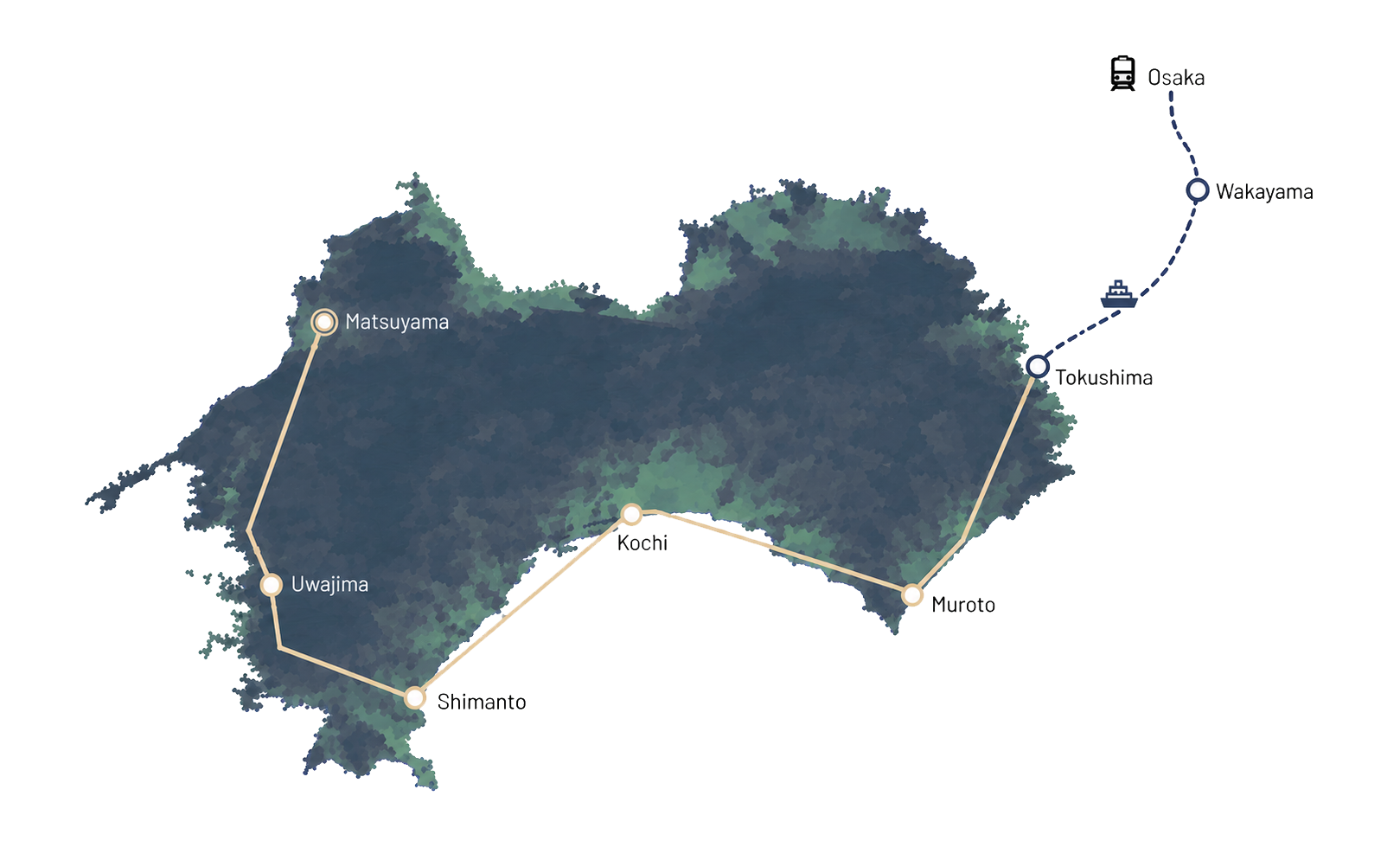 Mapa trasy Japonia Kosmos